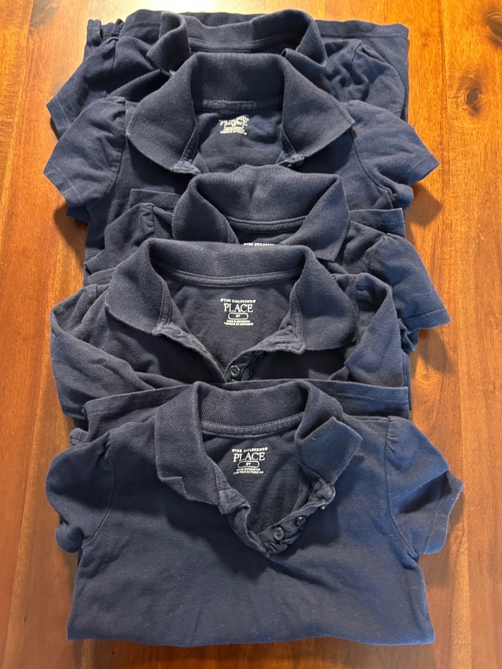 Lot of 5 The Children's Place Navy Blue Polo Shirts Size 5T 7 School Uniform